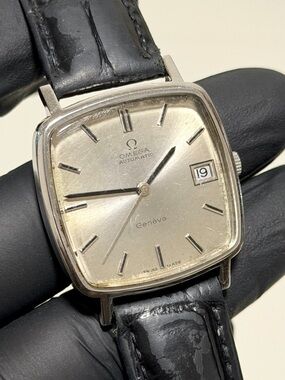 Omega Genève 162.0080 Automatic 17-J Date Silver SS Vintage Men’s 32mm Watch